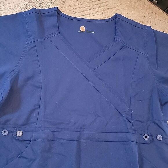 Navy v neck carhartt size L scrub stop - Picture 2 of 9